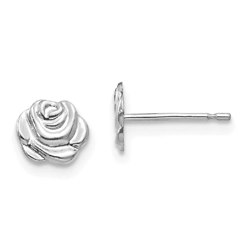 Turquoise Stud Earrings-Madi K Kid's 14k White Gold  Polished Rose Post Earrings