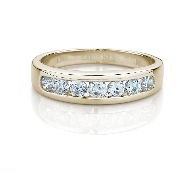 Vintage Silver Engagement Rings-Wedding or eternity band with 0.56 carats* of diamond simulants in 14 carat yellow gold