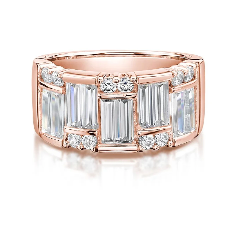 Simple Diamond Rings-Dress ring with 3.3 carats* of diamond simulants in 10 carat rose gold