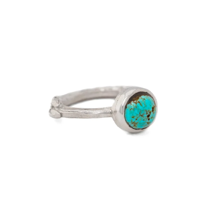 Silver Wedding Rings for Women-Turquoise Branch Ring