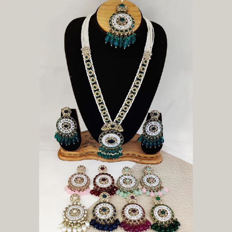 Gold Diamond Necklaces-Rani Sati Jewels Gold Plated Long Necklace Set