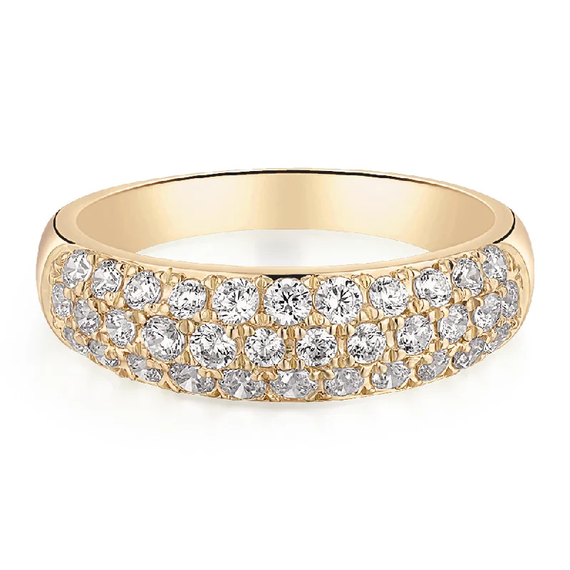 Vintage Silver Rings-Dress ring with 0.52 carats* of diamond simulants in 10 carat yellow gold