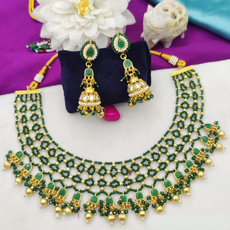 Handcrafted Gold Necklaces-Fancyla Gold Plated Kundan Stone And Pearls Necklace Set