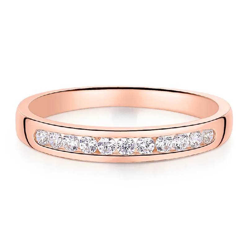 Simple Gold Rings for Women-Wedding or eternity band in 14 carat rose gold