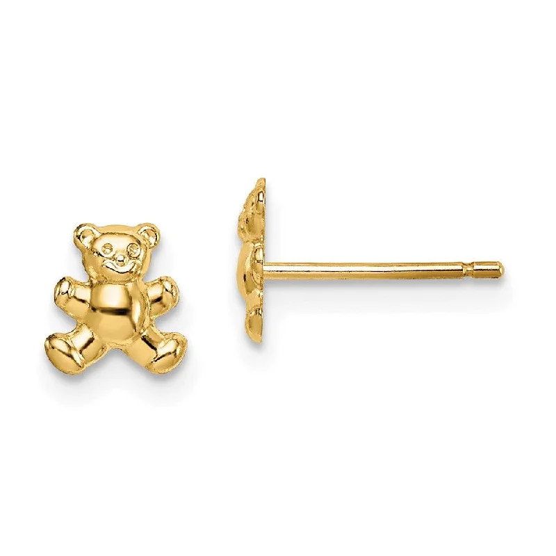 Unique Dangle Earrings-Madi K Kid's 14k  Teddy Bear Post Earrings