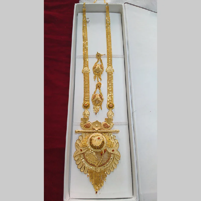 Simple Chain with Pendant Necklaces-Pari Art Jewellery Forming Gold Long Necklace Set