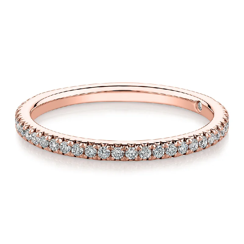 Unique Vintage Wedding Rings-Signature Simulant Diamond 0.23 carat* TW round brilliant wedding or eternity band in 14 carat rose gold