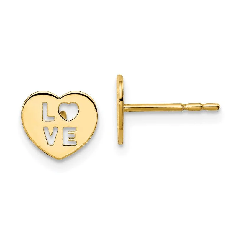 Sparkling Gem Earrings-Madi K Kid's 14k  Love Heart Post Earrings