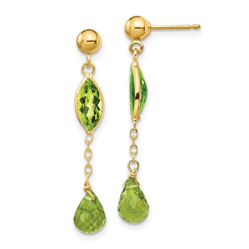 Elegant Gold Earrings-14K Peridot Post Earrings