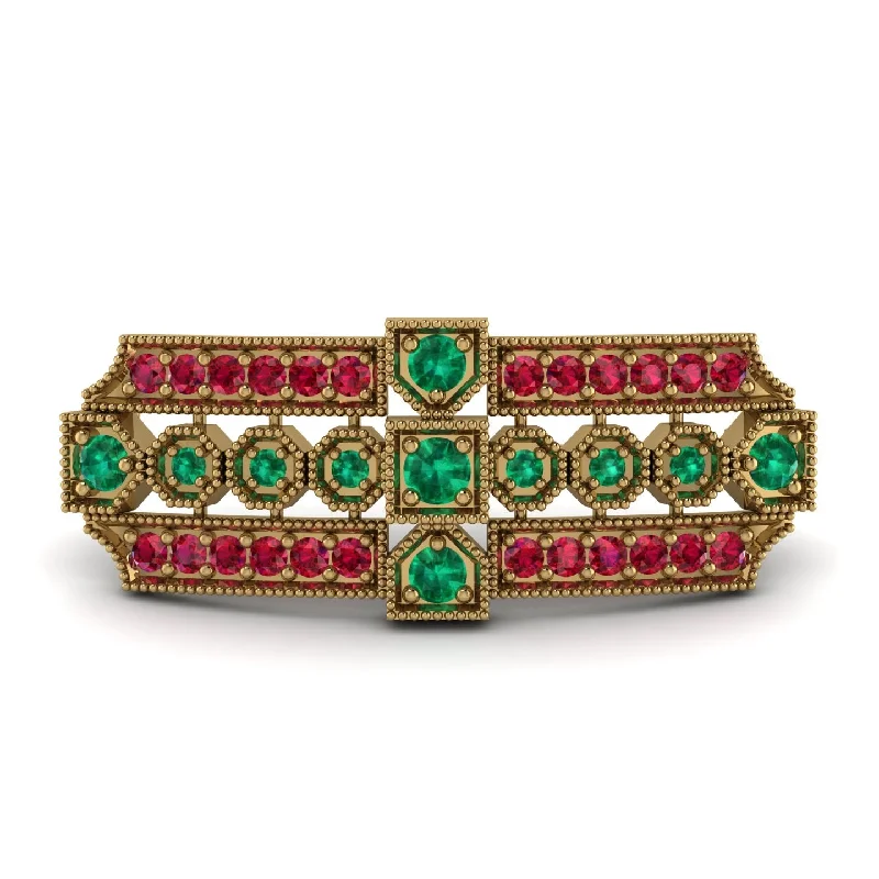 Custom Brooch with Birthstone Accents-Emerald Antique Elegance Brooch - Alondra No. 49