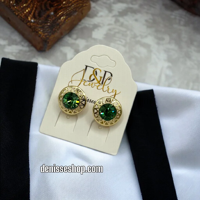 Gemstone Drop Earrings-14K ELEGANT GREEN EARRINGS E467