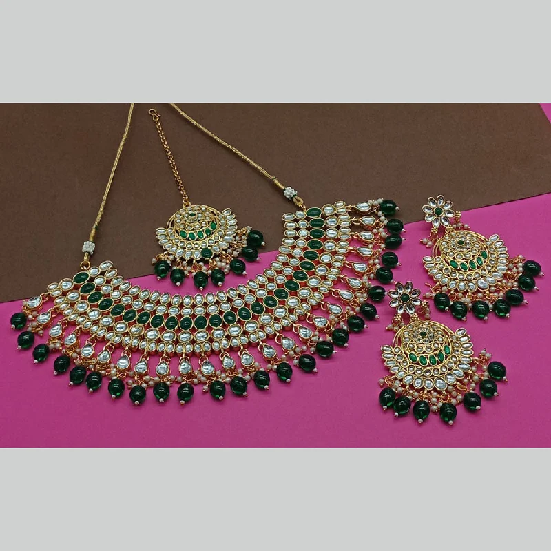 Beautiful Gold Chain Necklaces-Sai Fashion Gold Plated Kundan Stone Necklace Set