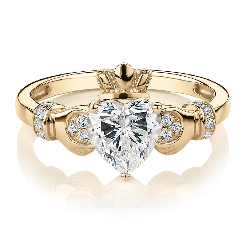 Handcrafted Engagement Rings-Dress ring with 1.23 carats* of diamond simulants in 10 carat yellow gold