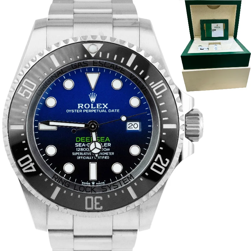 Gold Watches for Women-MINT Rolex Sea-Dweller Deepsea James Cameron Blue Steel 44mm 126660 Watch CARD