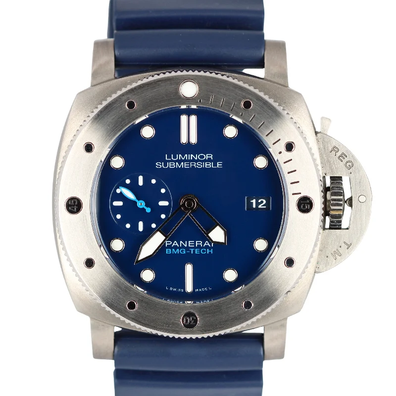 Affordable Smart Watches for Women-Panerai Luminor Submersible BMG-Tech Blue 47mm Titanium Rubber PAM00692 Watch