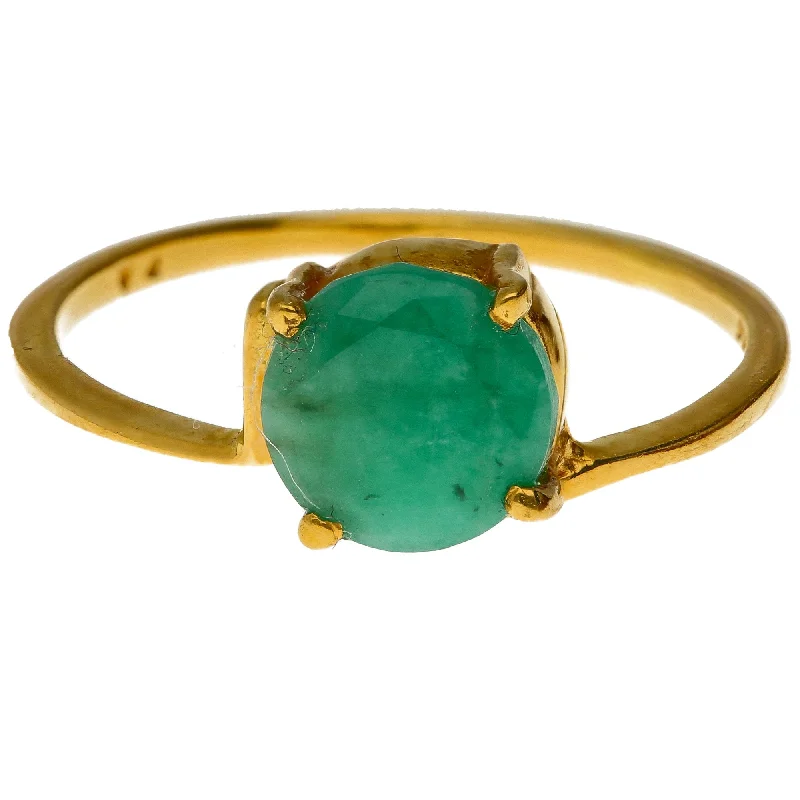 Elegant Gold Rings-22K Yellow Gold & Emerald Ring (Size 6.1)