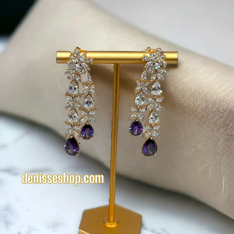 Unique Earrings for Gifts-18k Purple Earrings E255