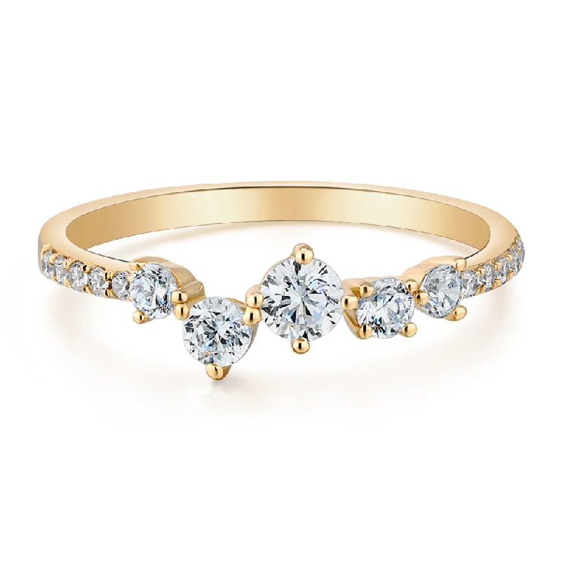 Colored Diamond Engagement Rings-Dress ring with 0.46 carats* of diamond simulants in 10 carat yellow gold