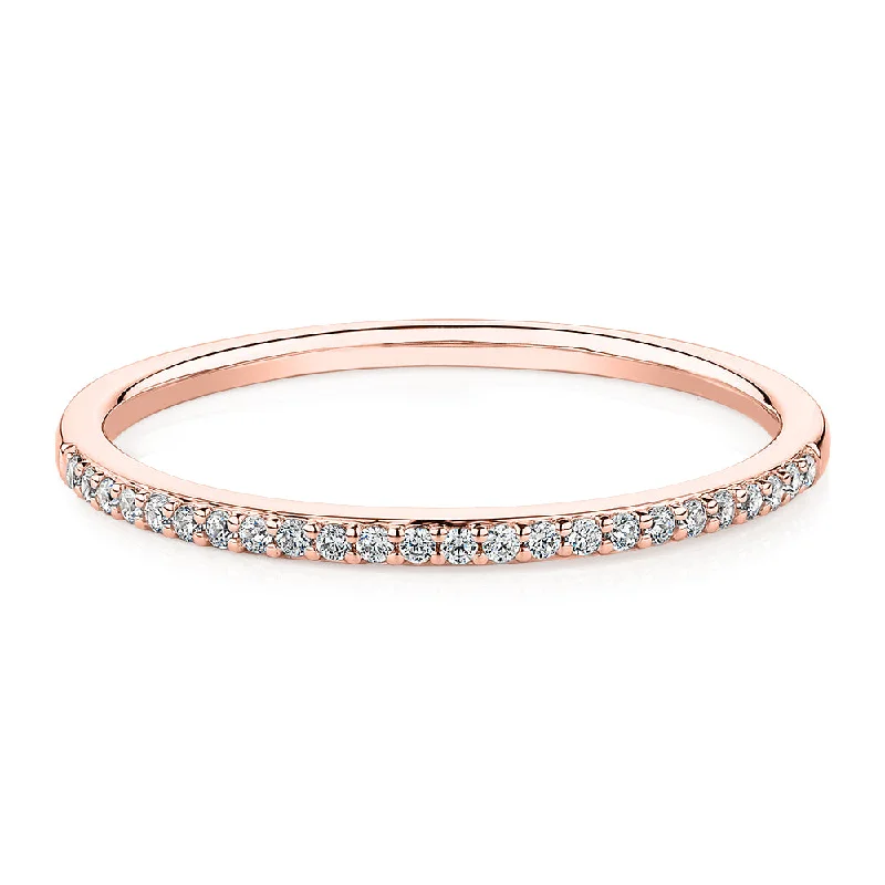 Handcrafted Engagement Rings-Round Brilliant wedding or eternity band in 10 carat rose gold