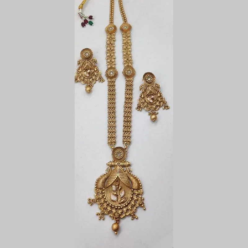 Birthstone Necklaces for Gifts-Manisha Jewellery Gold Plated Pota Stone Necklace Set