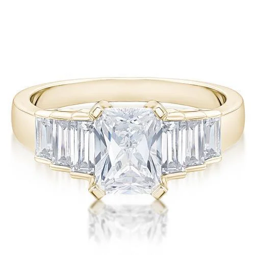 Classic Platinum Wedding Bands-Dress ring with 2.88 carats* of diamond simulants in 10 carat yellow gold