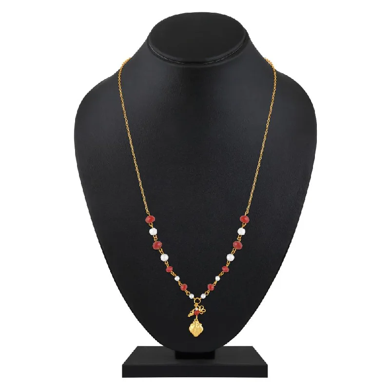 Elegant Gold Necklaces-Mahi Simple and Lovely Strawberry Necklace with Artificial Beads and Gold Plating for Women (PS1101918G)