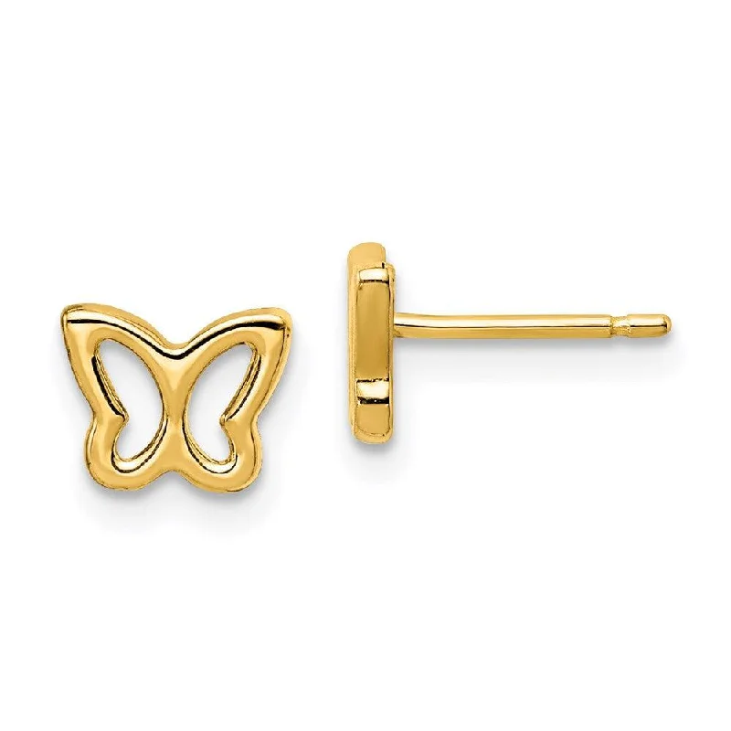 Large Statement Earrings-Madi K Kid's 14k  Cut-out Butterfly Post Earrings