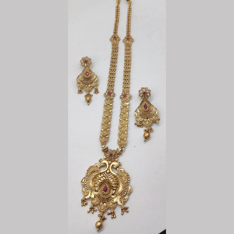 Handmade Necklaces Online-Manisha Jewellery Gold Plated Pota Stone Necklace Set