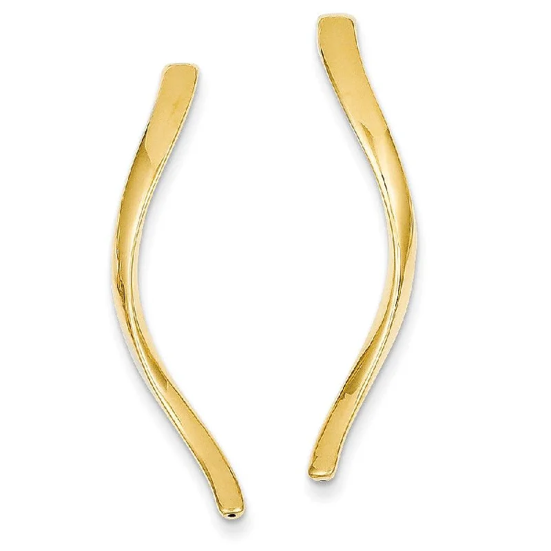 Long Gold Earrings-14k Long Curled Post Earrings