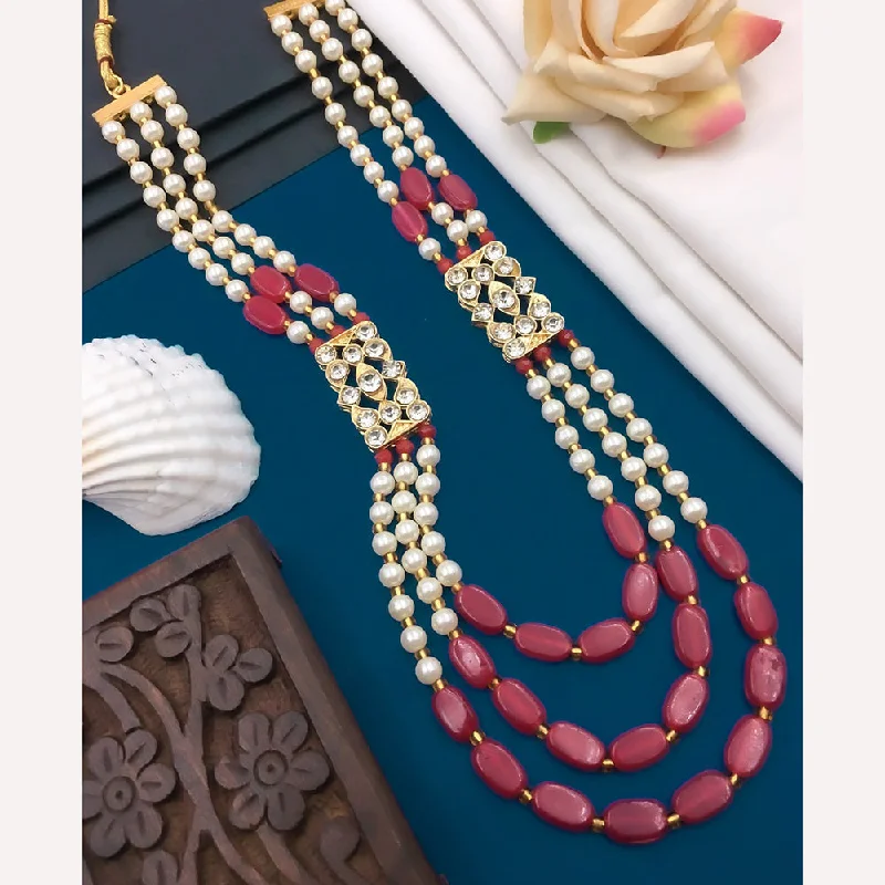 Fashionable Charm Necklaces-Shree Jai Sai Art Pearls and Beads Long Necklace Set