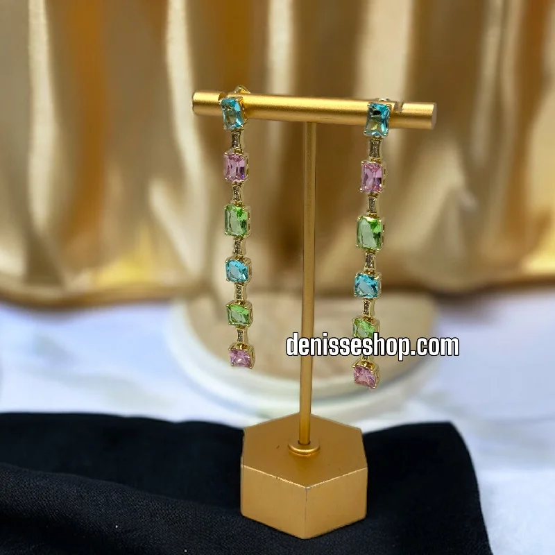 Elegant Crystal Earrings-14K COLORFUL STONE EARRINGS E427