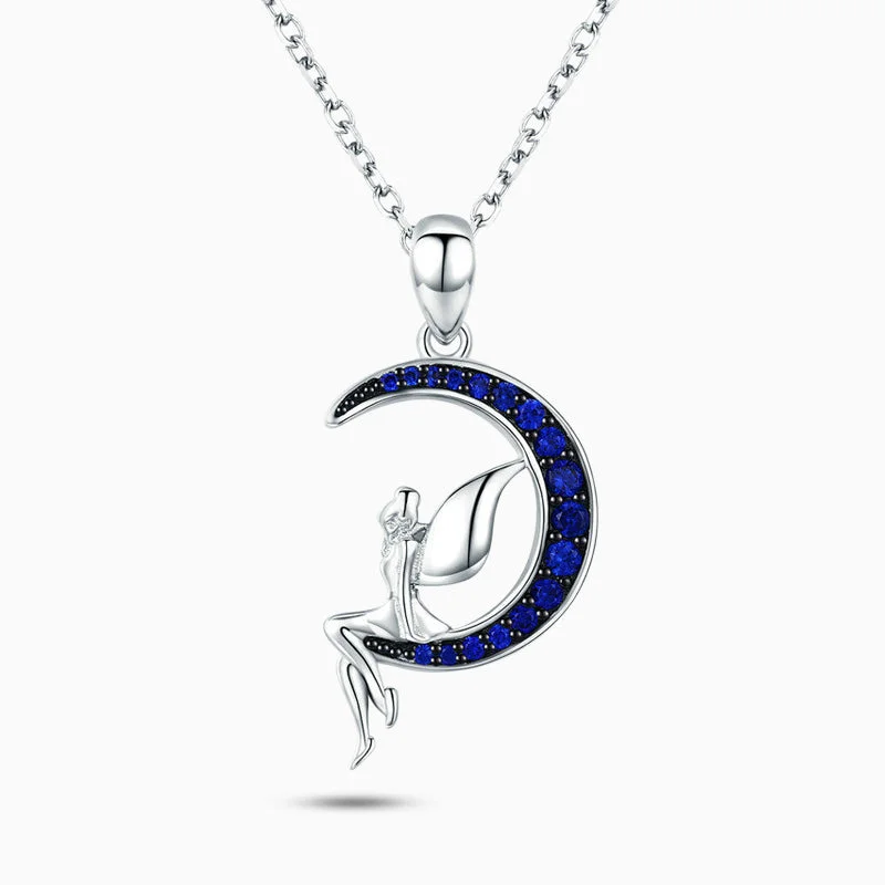 Elegant Wedding Pendant Necklaces-Blue Moon Fairy Necklace