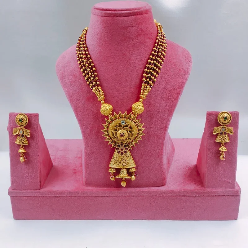 Rose Gold Necklaces for Women-Akruti Collection Gold Plated Pota Stone And Pearls Necklace Set