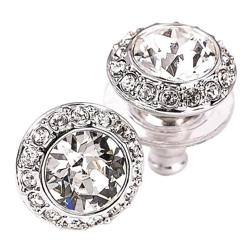 Simple Silver Earrings-Swarovski Women's Angelic Rhodium-Plated Clear Crystal Pierced Earrings, 3/8" Diameter | 1081942