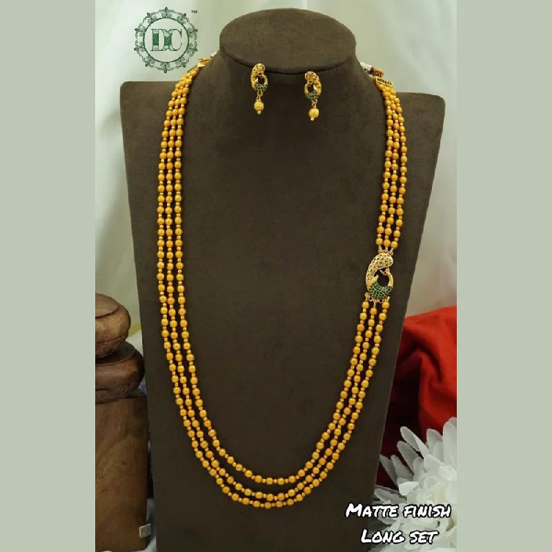 Pearls and Diamonds Necklaces-Diksha Collection Matte Finish Long Necklace Set