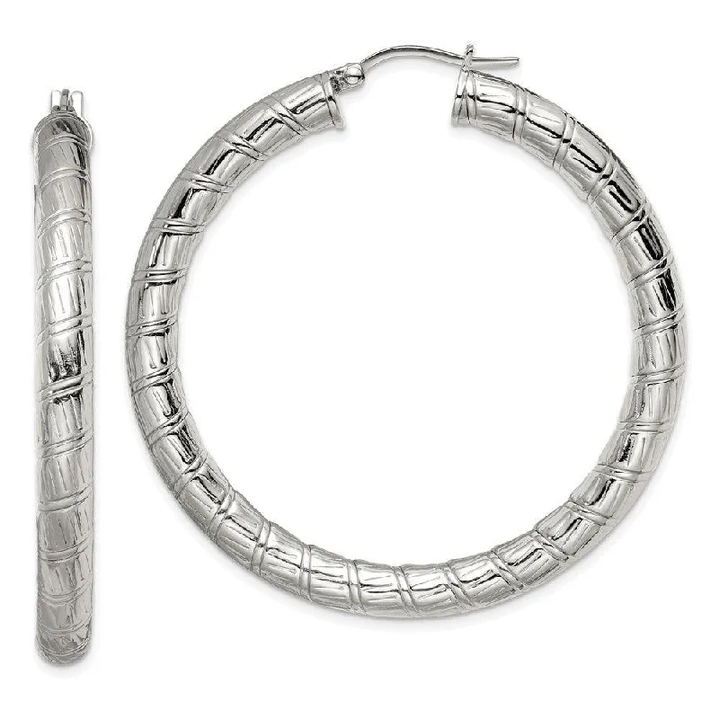 Geometric Earrings-Stainless Steel Textured Hollow Hoop Earrings