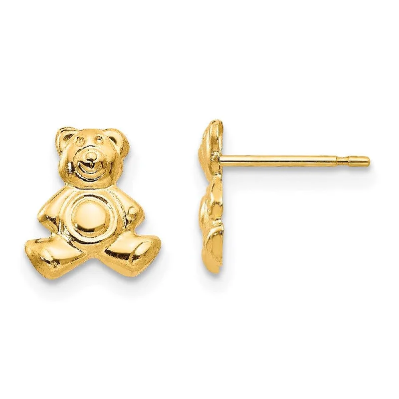 Cute Flower Earrings-Madi K Kid's 14k  Teddy Bear Post Earrings