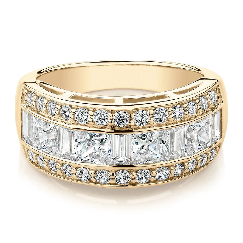 Unique Wedding Bands-Dress ring with 2.7 carats* of diamond simulants in 10 carat yellow gold