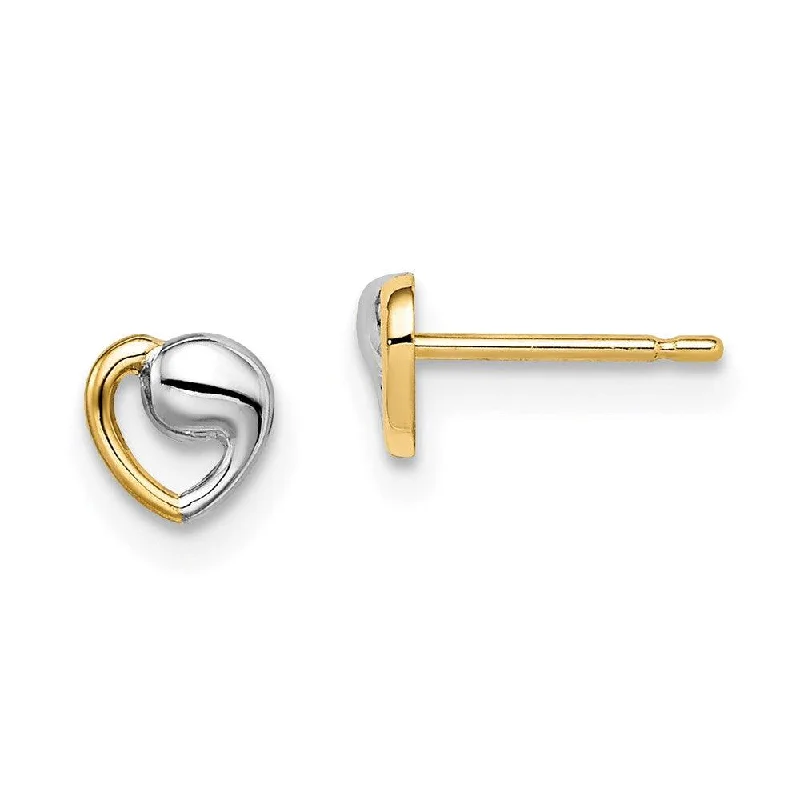 Trendy Dangle Earrings-Madi K Kid's 14k  & White Rhodium Heart Post Earrings