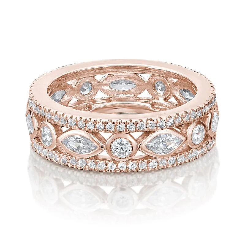 Simple Promise Rings-All-rounder eternity band with 1.62 carats* of diamond simulants in 10 carat rose gold