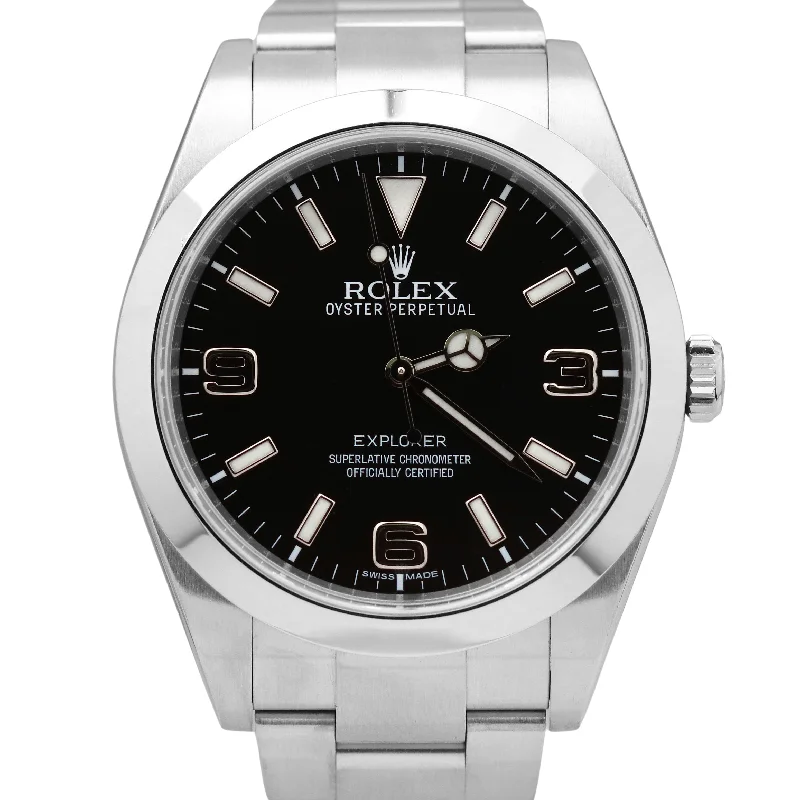 Elegant Watches with Gemstone Detailing-Rolex Explorer I Black Dial 39mm MK1 Smooth Stainless Steel Mark I Watch 214270