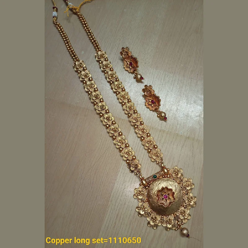 Unique Pendant Necklaces-Padmawati Bangles Gold Plated Pota Stone Long Necklace Set