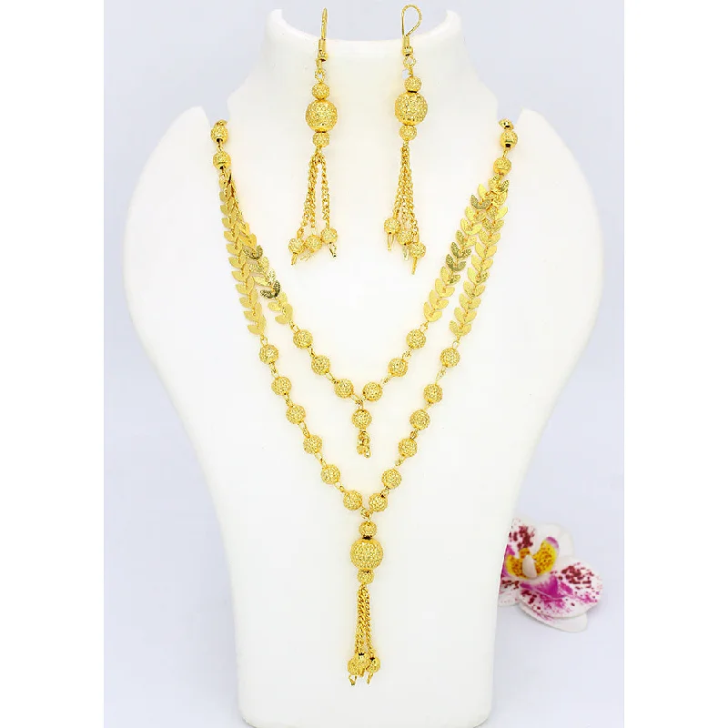 Personalized Infinity Necklaces-Mahavir Dye Gold Long Necklace Set