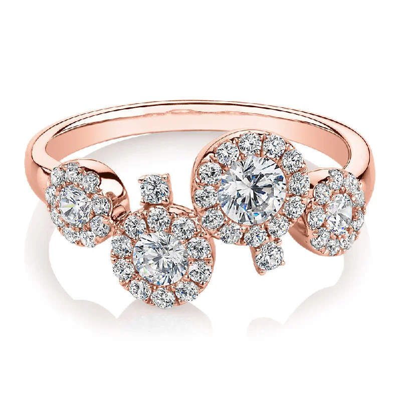 Personalized Couple Rings-Celeste Dress ring with 0.92 carats* of diamond simulants in 10 carat rose gold