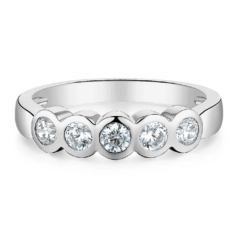 Modern Wedding Bands for Men-Dress ring with 0.55 carats* of diamond simulants in 10 carat white gold