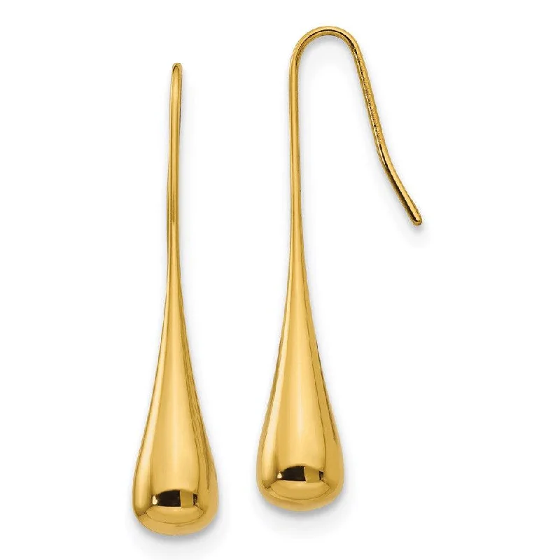 Elegant Long Earrings-Stainless Steel Yellow IP-plated Dangle Earrings