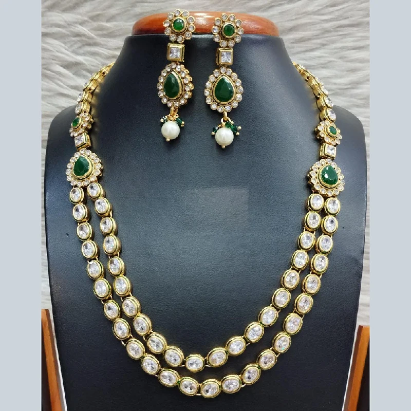 Fashionable Necklaces for Women-Jain Jewellers Gold Plated Polki Kundan Necklace Set