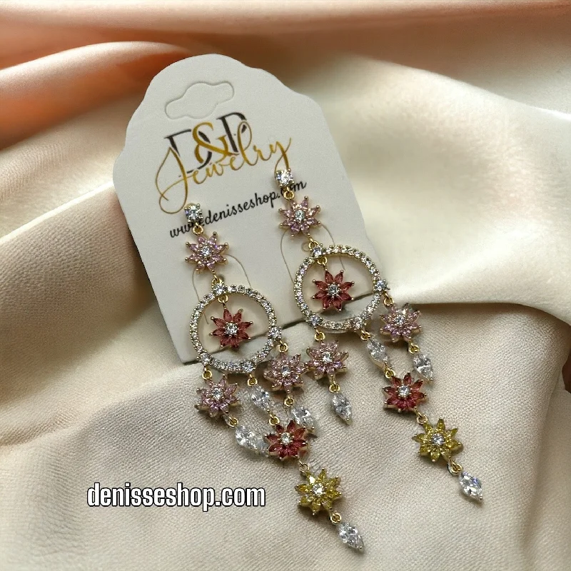 Unique Gold Earrings-18K PINK AND WHITE EARRINGS E369