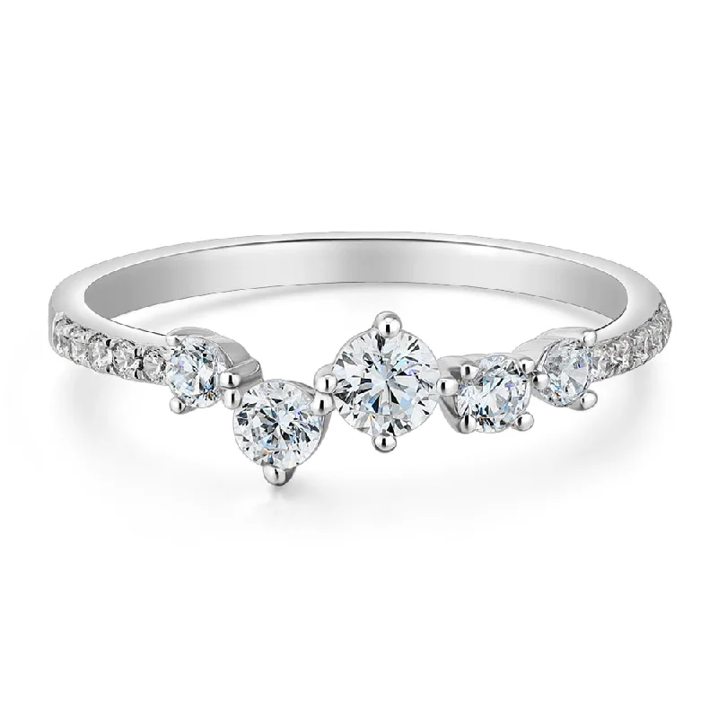 Statement Rings for Women-Dress ring with 0.46 carats* of diamond simulants in 10 carat white gold