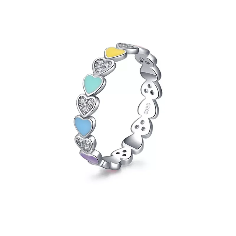 Gemstone Solitaire Rings-Heart Multicolor Ring